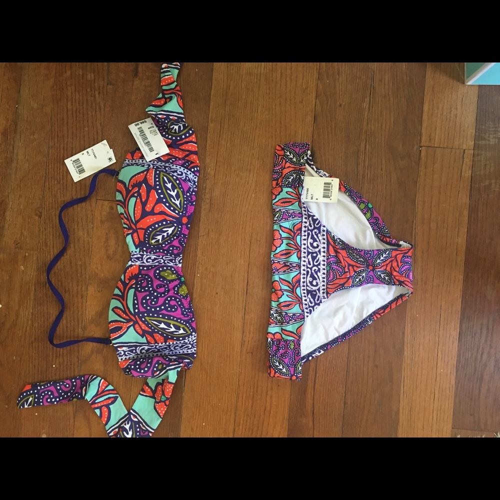 Tropical Trina Turk Bikini Bandeau and Bottoms